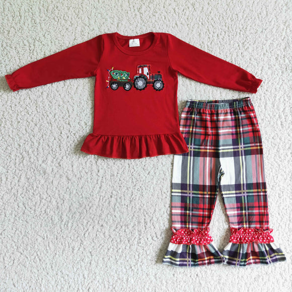 Embroidery red fall girls clothing
