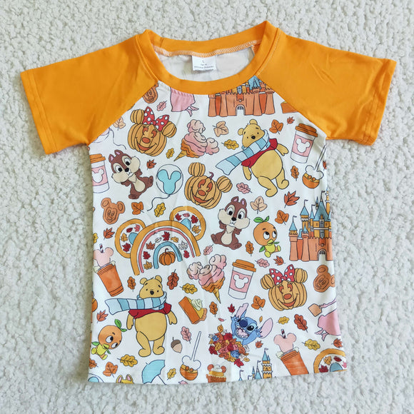 Halloween orange cartoon pumpkin boys t-shirts