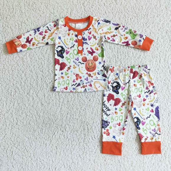 Pumpkin long sleeve boy pajamas clothing