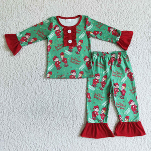 cartoon green and red girls clothing pajamas