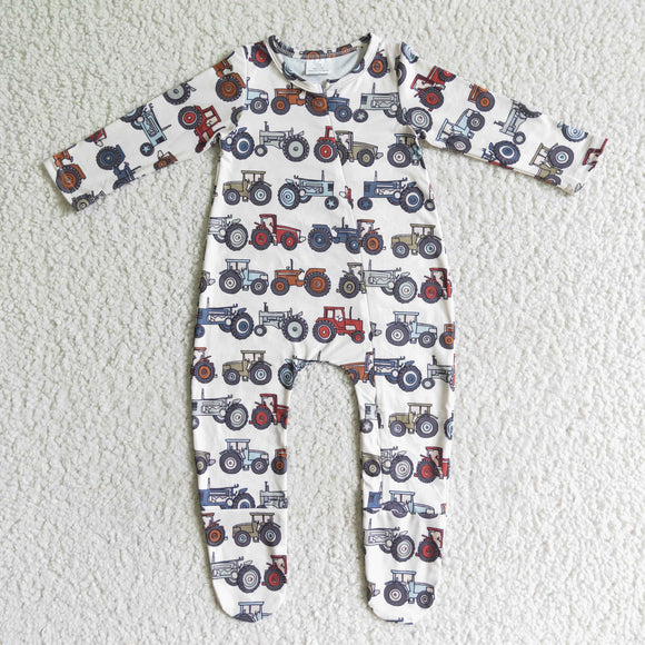 tractor  zip baby romper