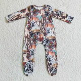 cowboy zip baby romper