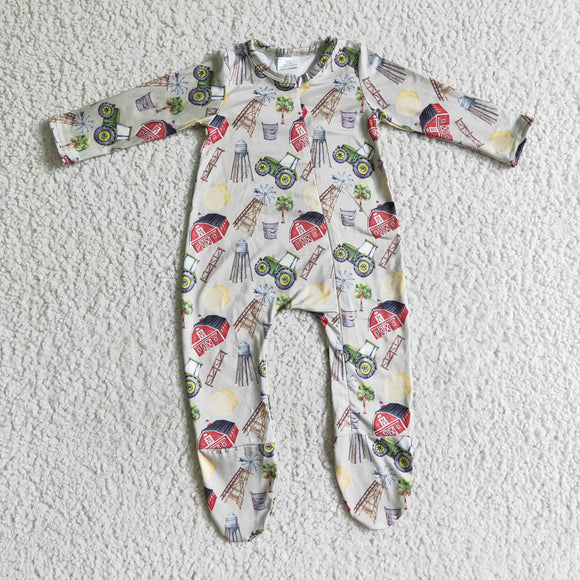 red house zip baby romper