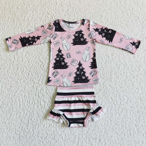 fall pink bummies baby girls outfits