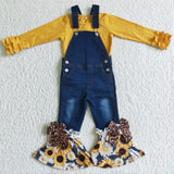 Sunflower girl's flared pants with straps+top