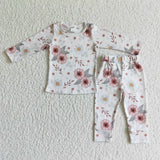 milk silk soft floral print kids pajamas--#6