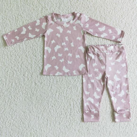 milk silk soft Butterfly print kids pajamas--#2