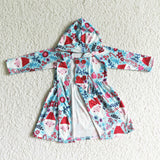 Christmas blue hoodie girls coat