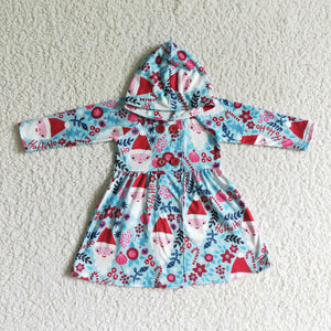 Christmas blue hoodie girls coat