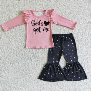 god's got me pink  girls  clothing