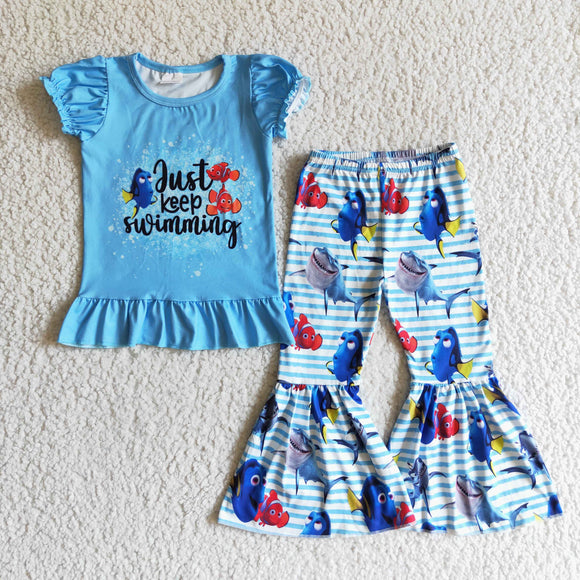 just keep swimming cartoon blue girls outfits