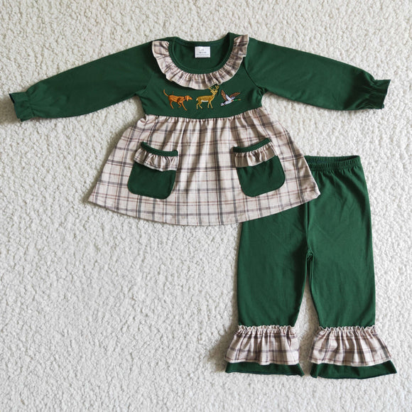 embroidery green duck girls clothing