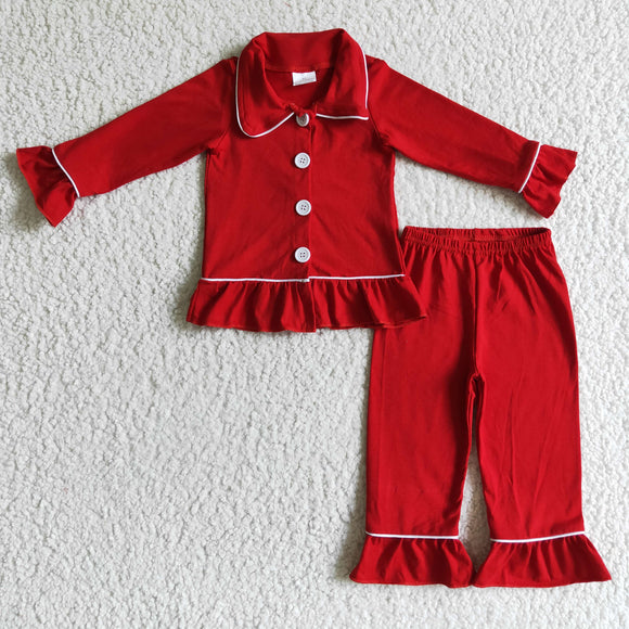Red cotton pajamas for girls
