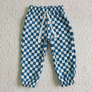 blue Checkerboard checked boy pants
