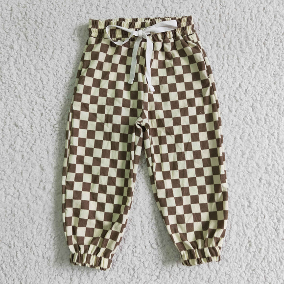brown Checkerboard checked boy pants