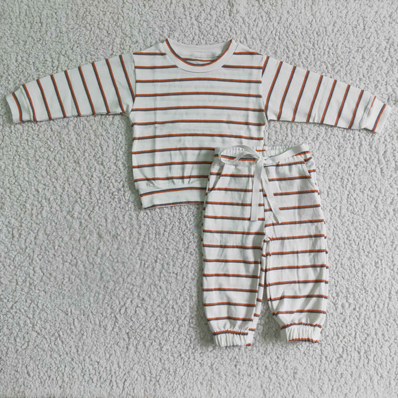 Fall cotton striped pajamas for boys