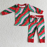 Christmas stripe boys and girls pajamas
