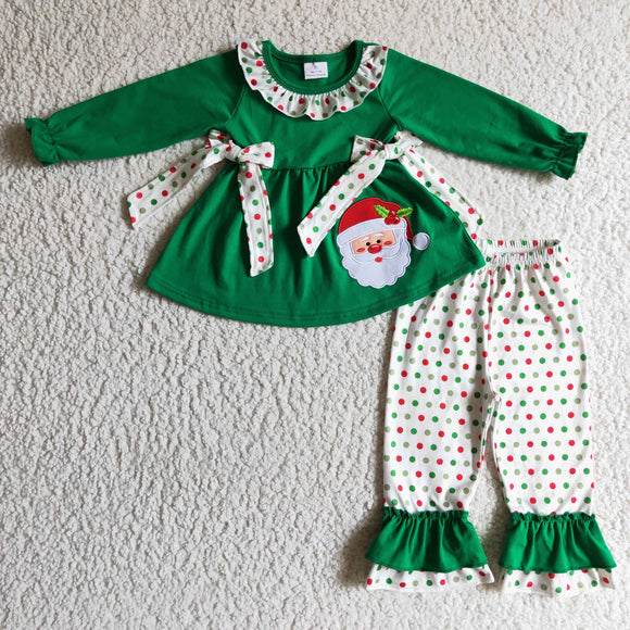 Embroidery Christmas green girls clothing