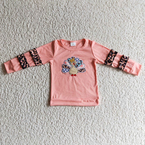 Thanksgiving pink Turkey leopard print top