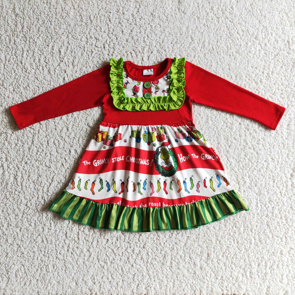 Christmas red and green cartoon dresses