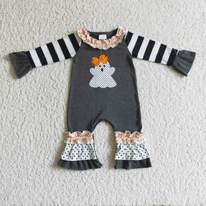 Halloween ghost black girls baby romper