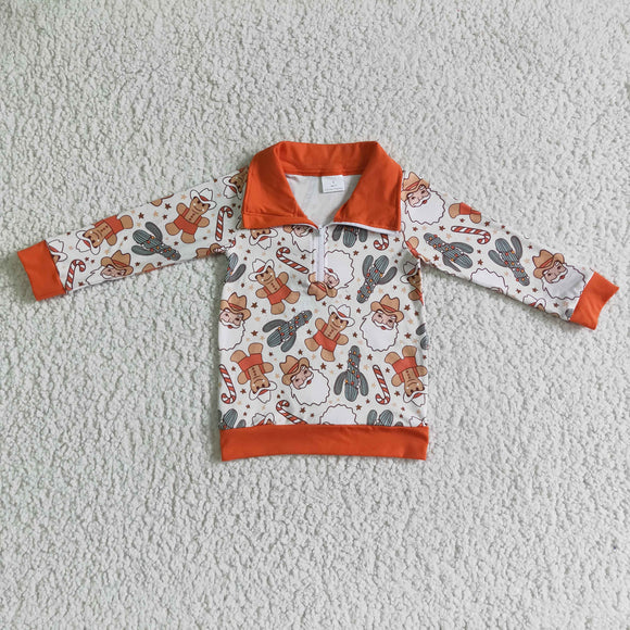 Christmas western orange pullover