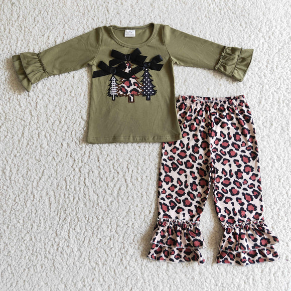 Christmas tree leopard pants girls clothing