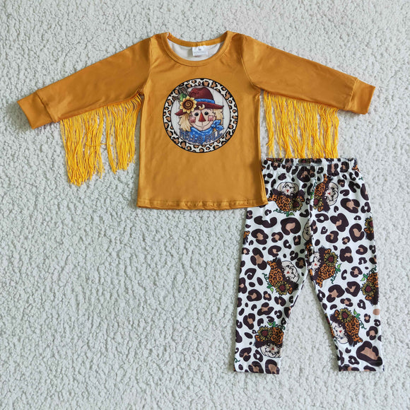 brown  leopard tassel girls clothing