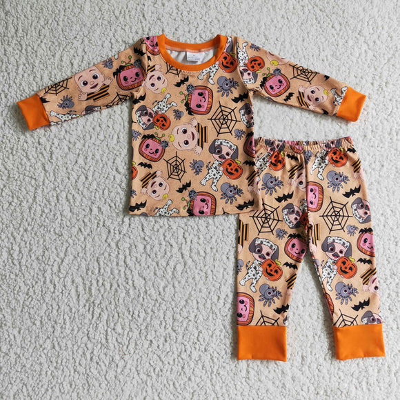 Halloween orange cartoon boys pajamas clothing