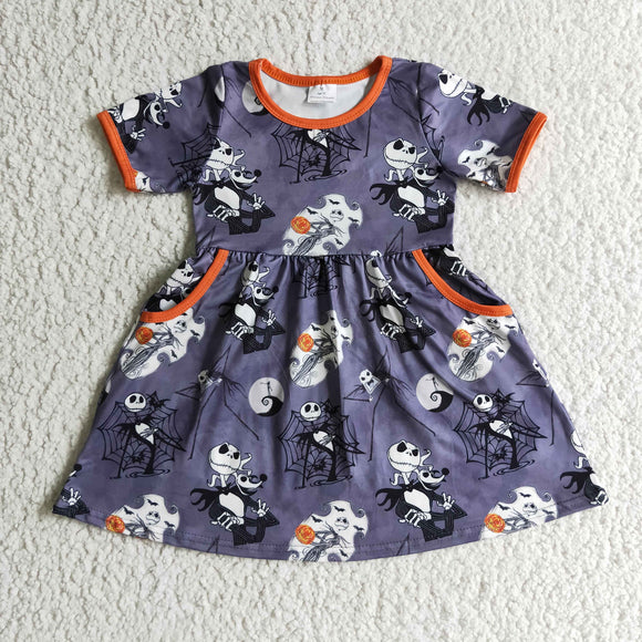 Halloween skull grey dress