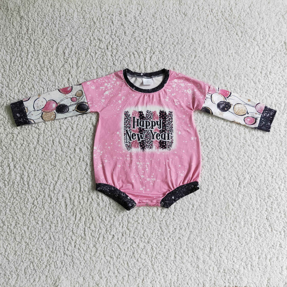 pink Happy new year baby romper