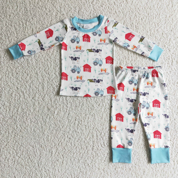 farm blue boys pajamas clothing