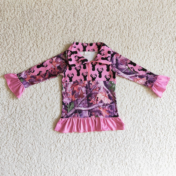 deer pink girls pullover