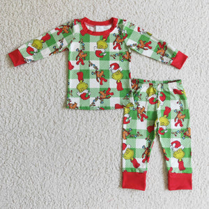 Christmas red and green cartoon boy  pajamas