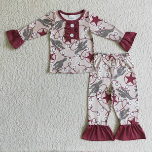 Christmas western cactus red girls clothing