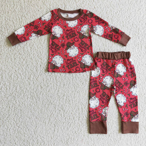 Christmas western red boy and girls girls pajamas