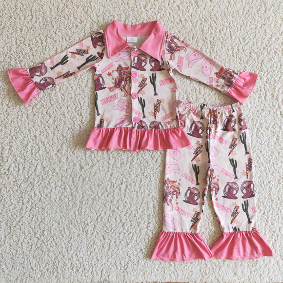 pink cowboys  girls pajamas clothing