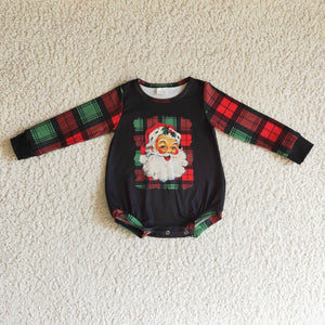 Christmas plaid black baby romper