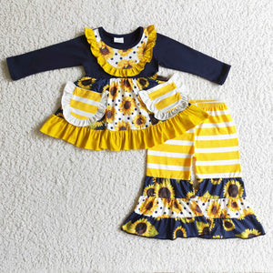 sunflower black and yellow fall girls clothing