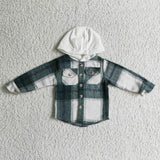 green and white  flannel pullover