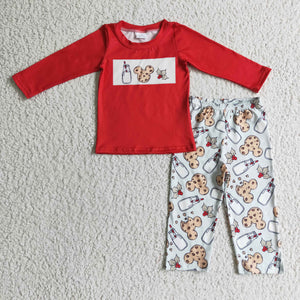 Christmas Milk cookies red boy outfits