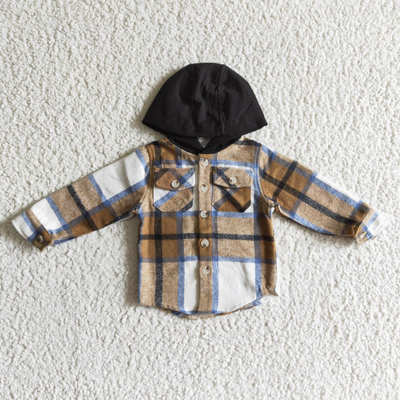 brown and black flannel pullover