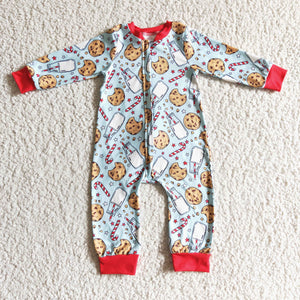 Santa Claus milk and cookies red boys romper