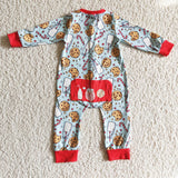 Santa Claus milk and cookies red boys romper