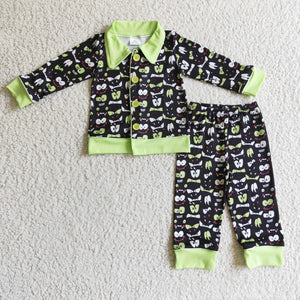 black and green cartoon boys pajamas