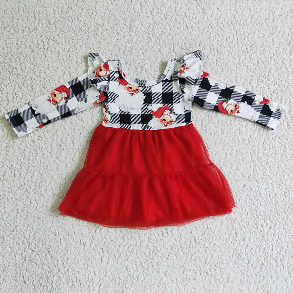 Christmas plaid red tulle dress