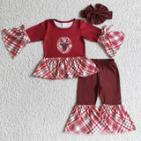 Red deer print girl fall suit