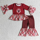 Red deer print girl fall suit