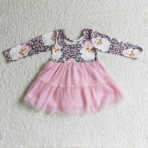 Christmas Pink leopard tulle dress