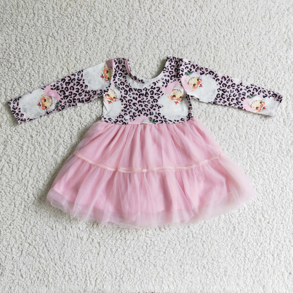 Christmas Pink leopard tulle dress